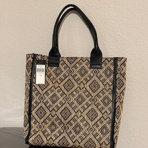 BCBGMaxAzria Geometric Black and Tan Tote